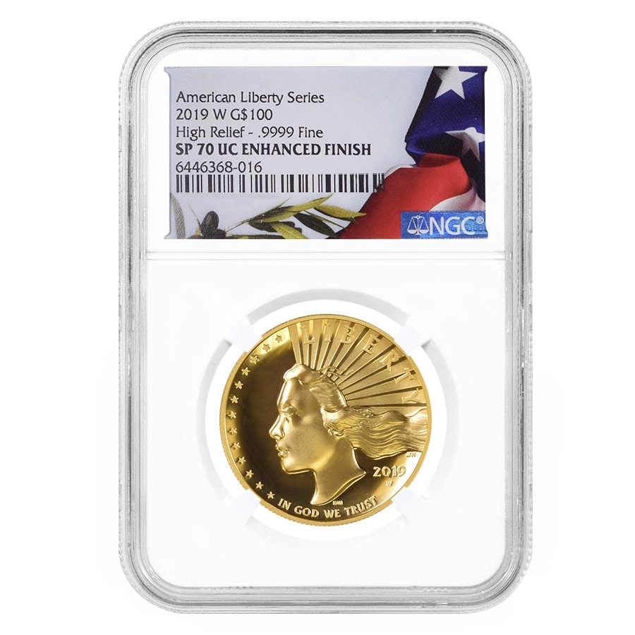 2019 W 1 oz $100 American Liberty High Relief Enhanced Unc Gold