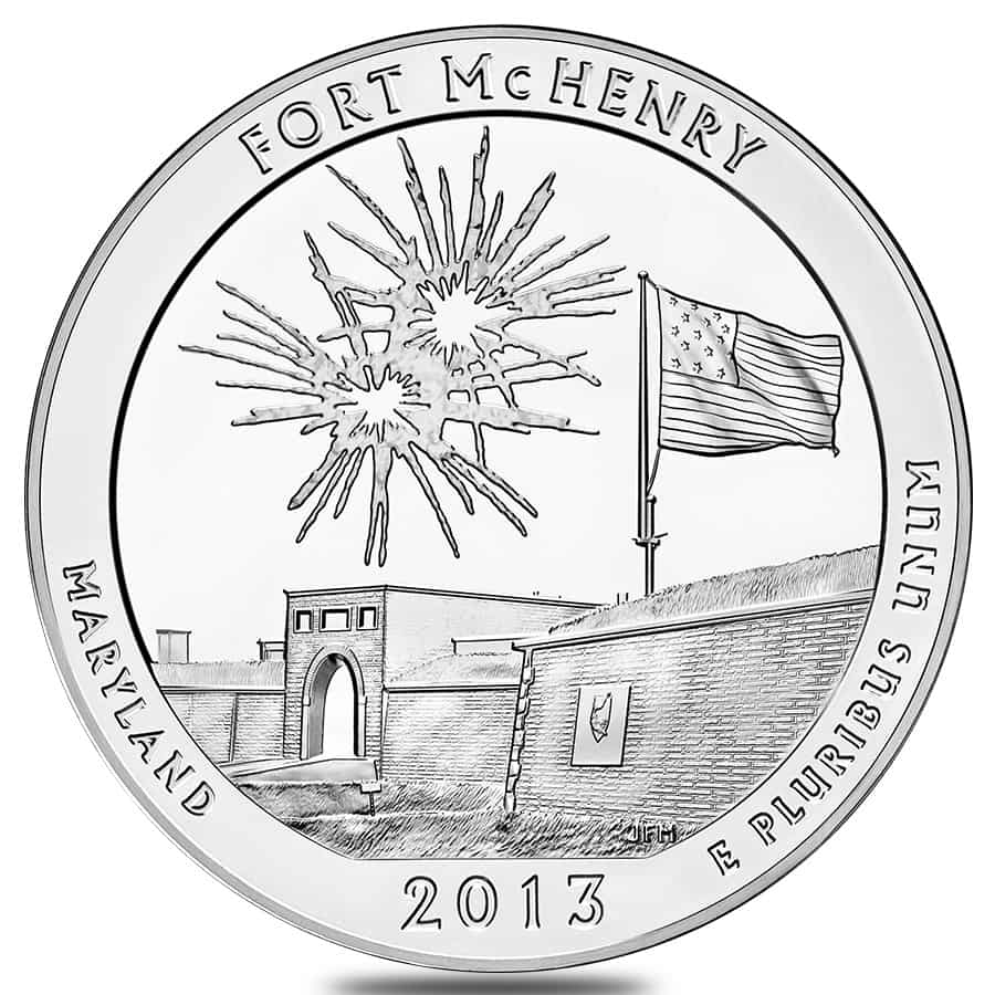 2013 5 oz Silver America the Beautiful ATB Maryland Fort McHenry National Monument Coin