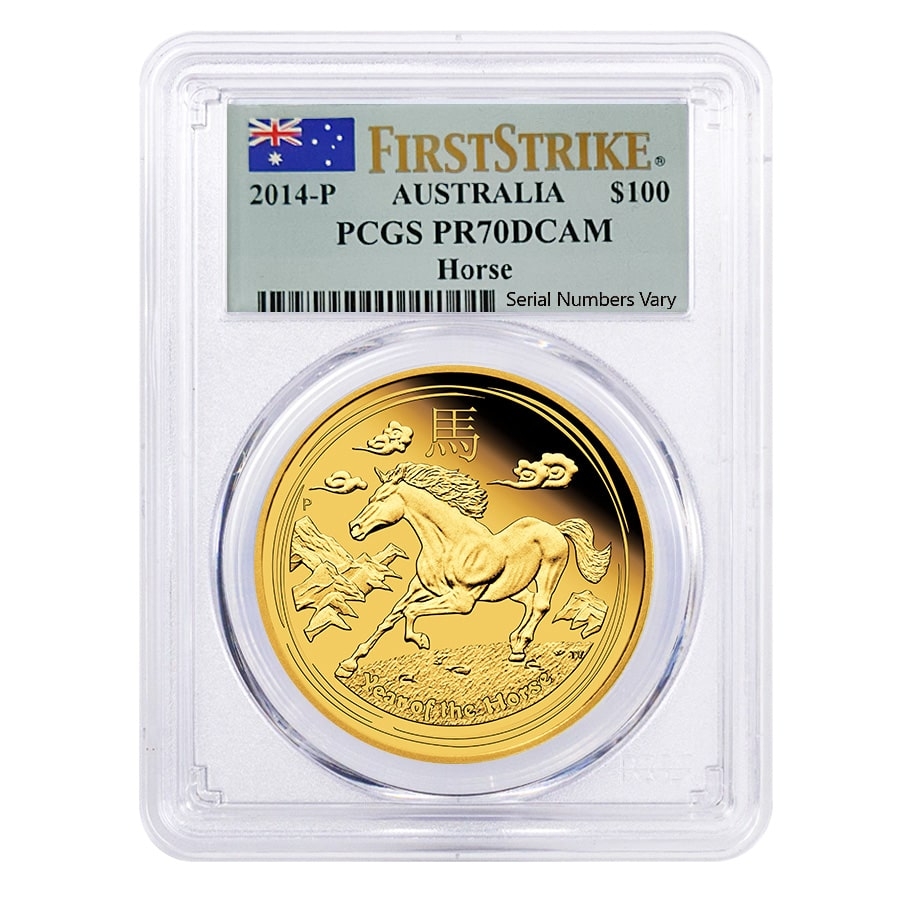 2014 1 oz Proof Gold Lunar Year of The Horse Australia Perth Mint