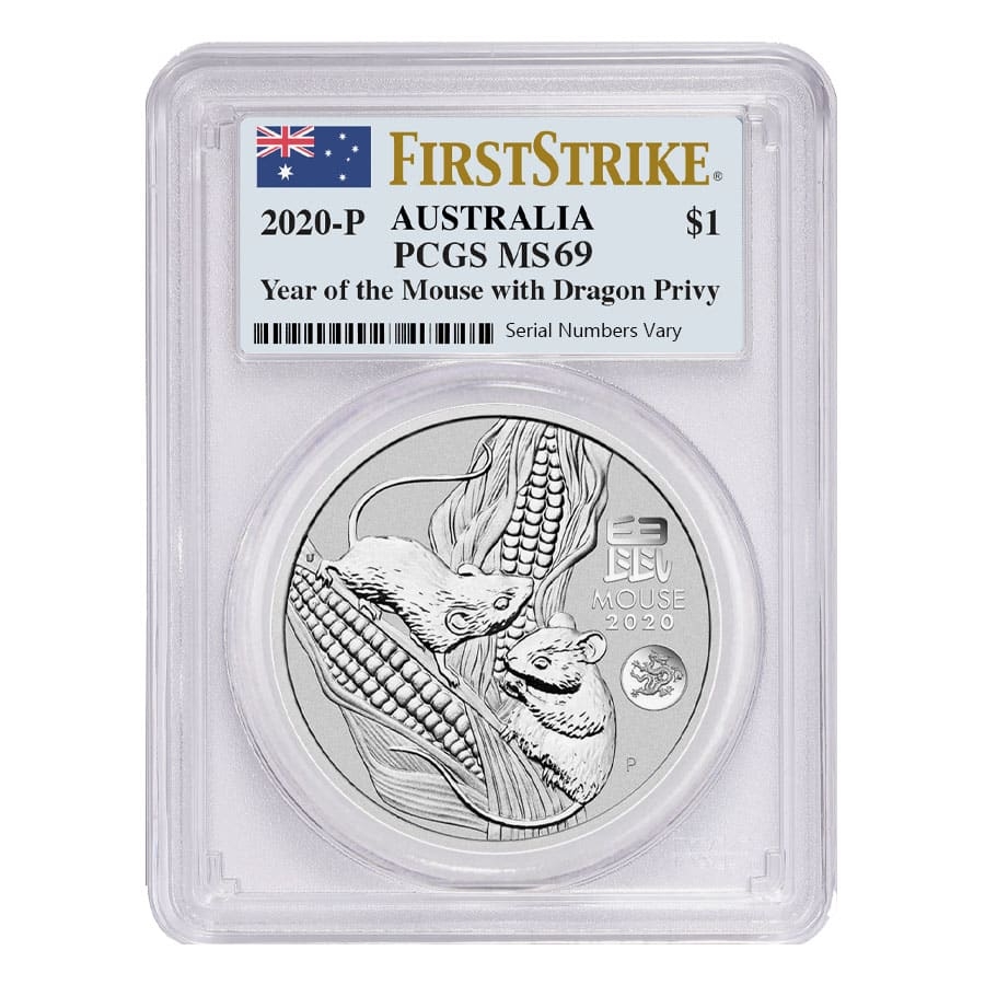 2020 1 oz Silver Mouse Dragon Privy PC MS 69 | Bullion Exchanges