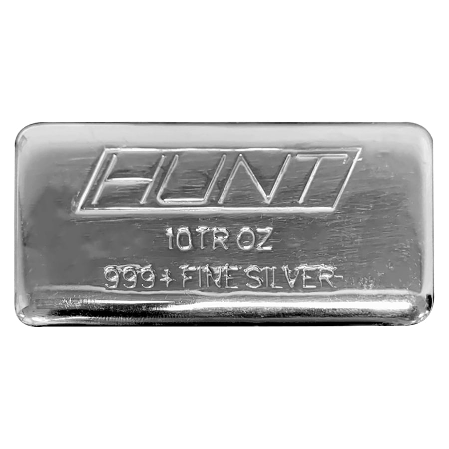 10 oz Hunt Silver Bar .999+ Fine