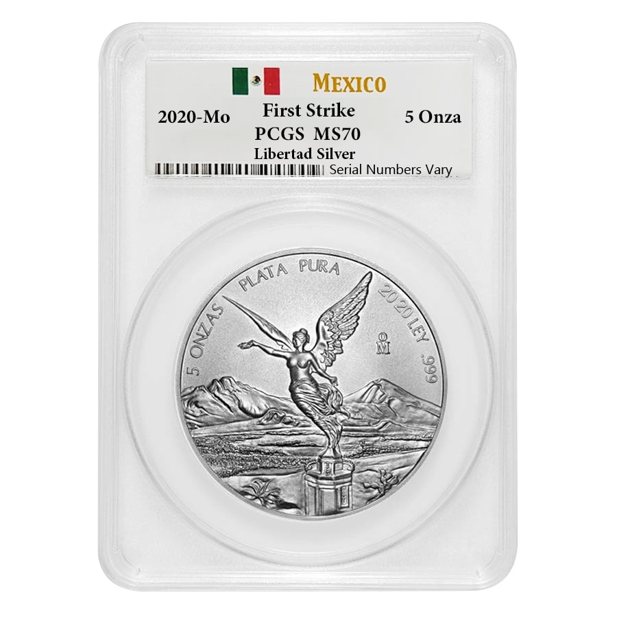 2020 5 oz Mexican Silver Libertad Coin PCGS MS 70 FS