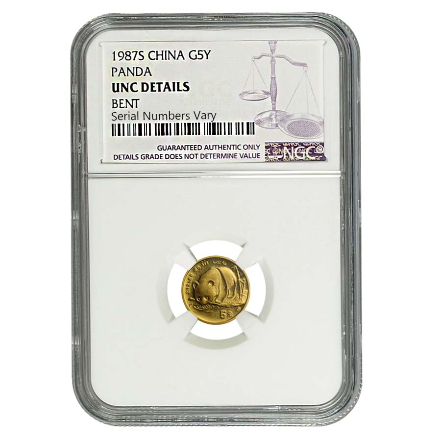 1987-S China 1/20 oz 5 Yuan Gold Panda NGC UNC Details