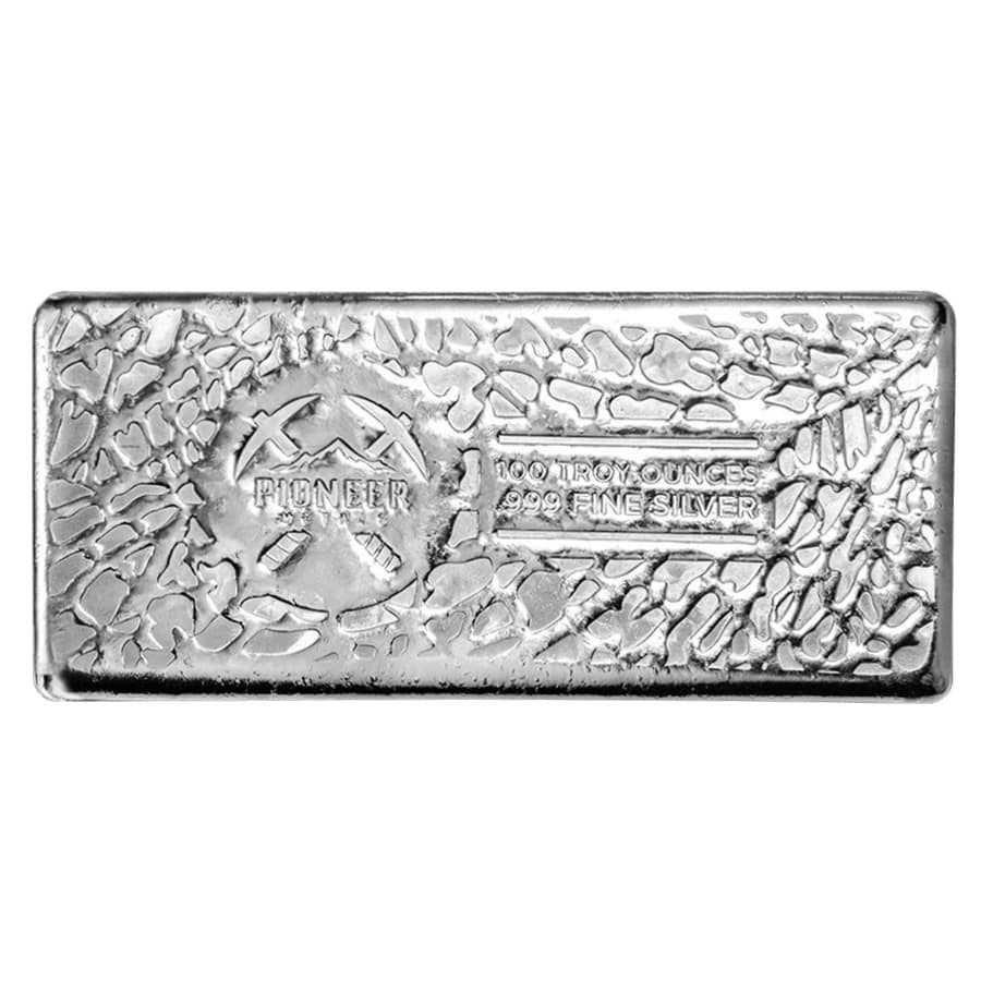100 oz Pioneer Metals Silver Bar .999 Fine