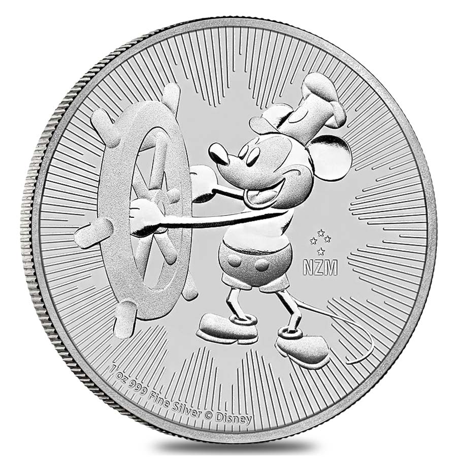 ニウエ 2017年 2ドル 蒸気船ウィリー ミッキーマウス 1オンス 999銀 2017 1 oz Niue Silver Disney Steamboat Willie Coin