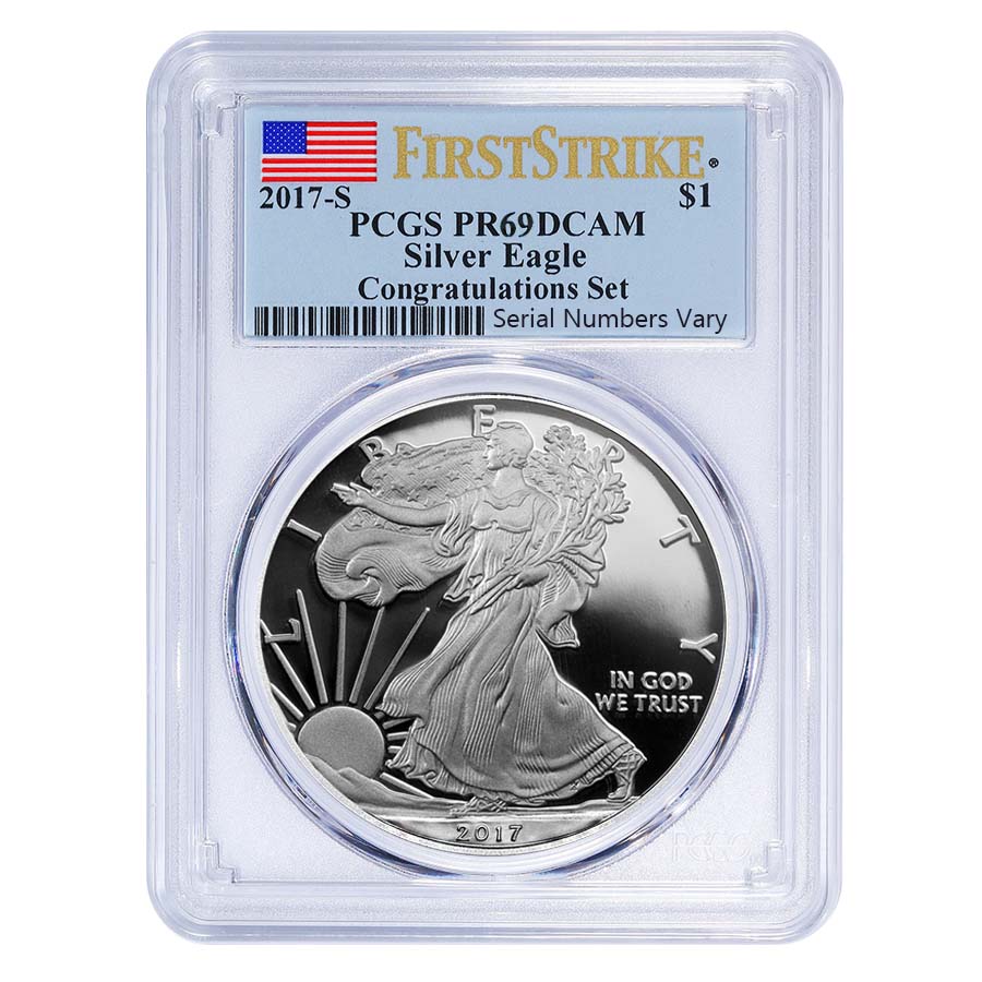 2017-S 1 oz Proof Silver American Eagle Congratulations Set PCGS PF 69 FS
