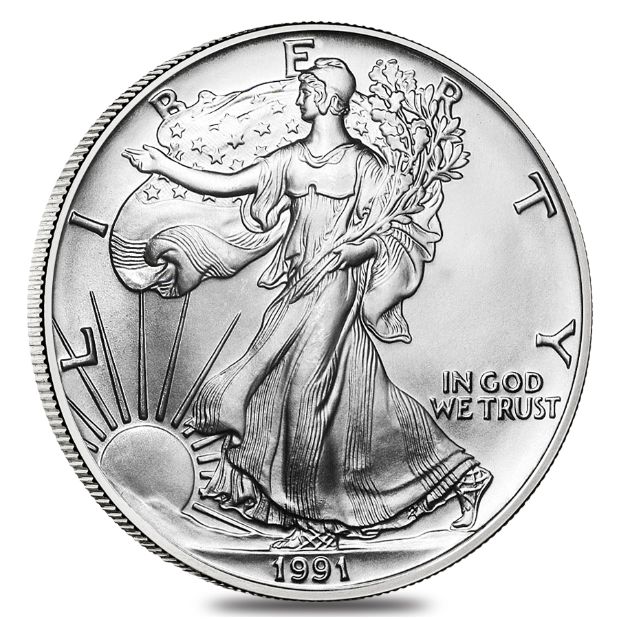 1991 1 oz Silver American Eagle $1 Coin BU