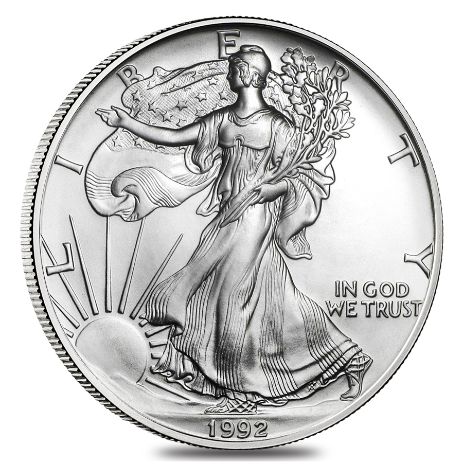 1992 1 oz Silver American Eagle $1 Coin BU