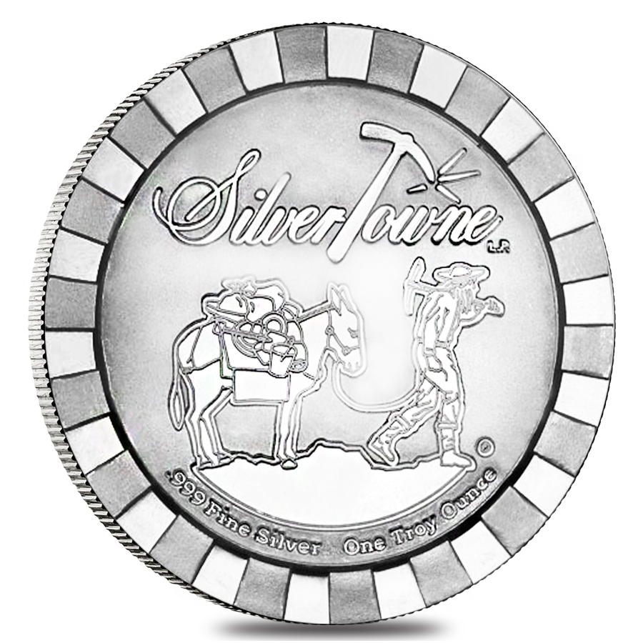 1 oz SilverTowne Prospector Stackable Silver Round .999 Silver