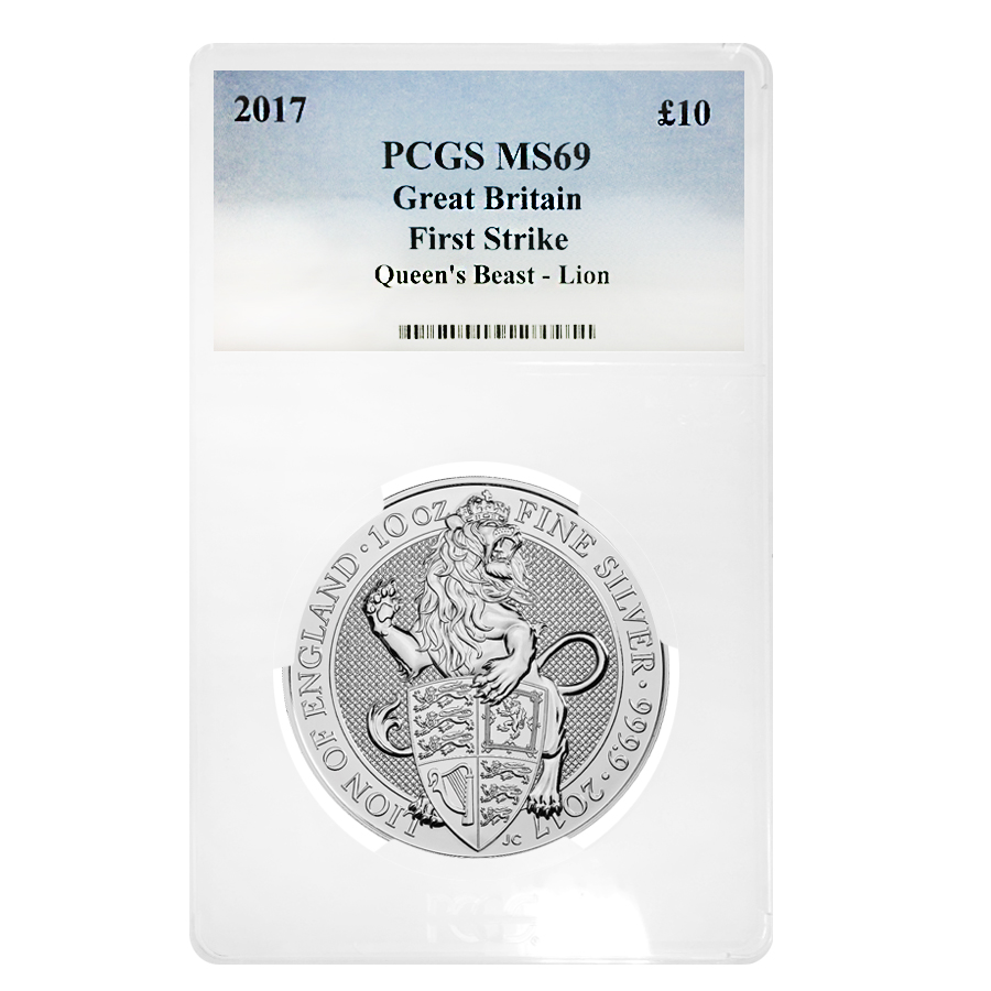 2017 GB 10 oz Silver Queen's Beasts Lion PCGS MS 69 FS
