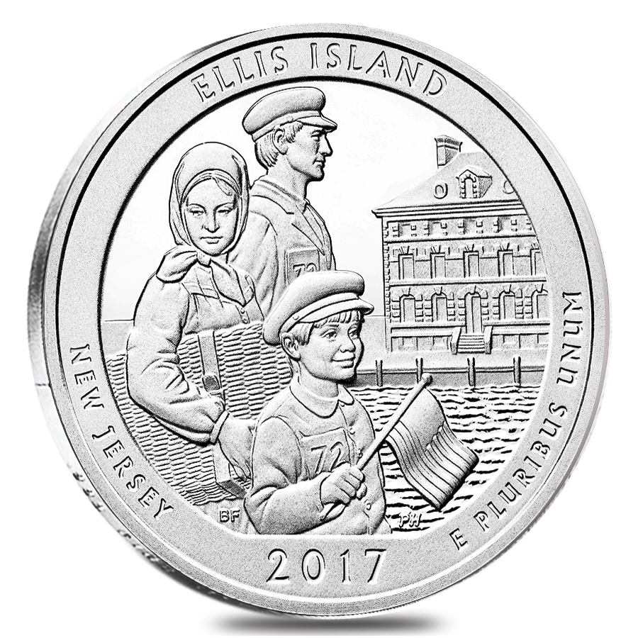 2017 5 oz Silver America the Beautiful ATB New Jersey Ellis Island (Statue of Liberty National Monument) Coin