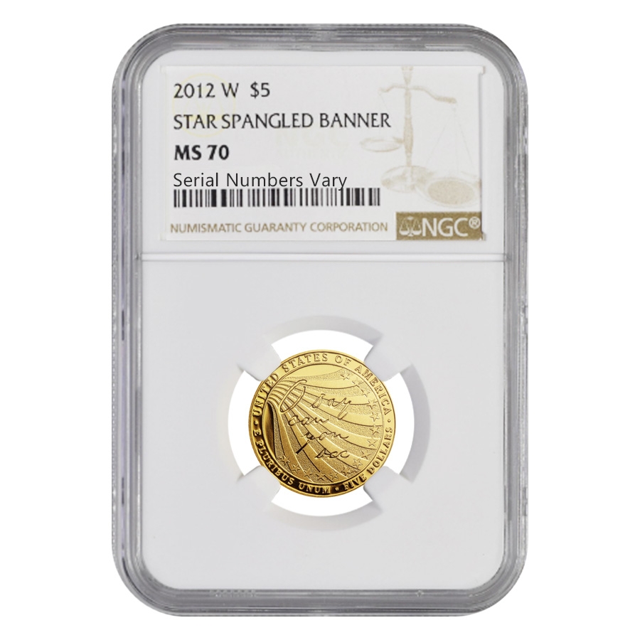 金爆 ALL STAR祭 2012 2012 W Gold $5 Commemorative Star Spangled Banner NGC MS 70