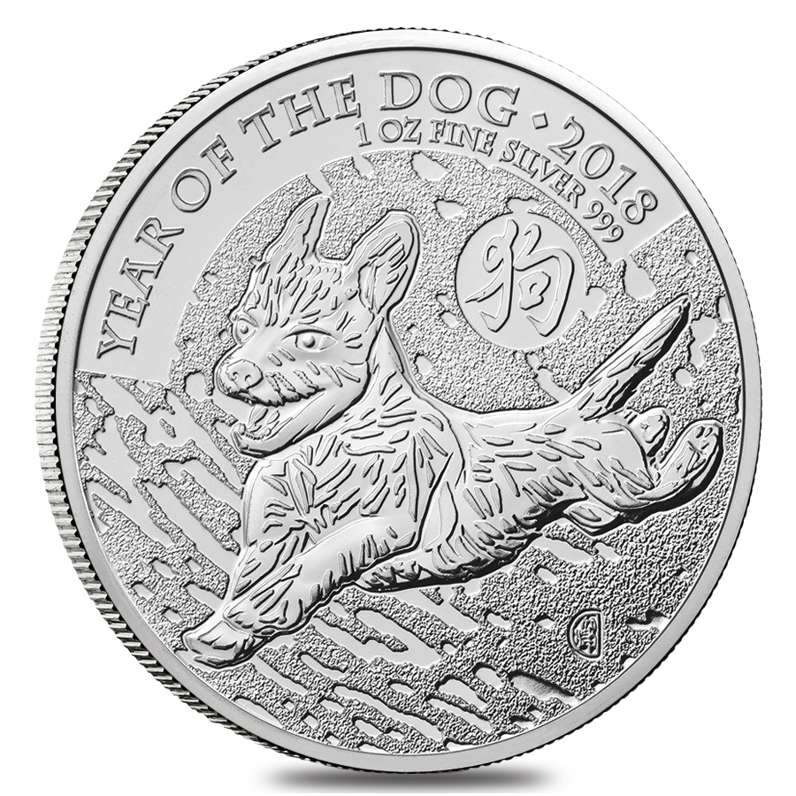 2018 Great Britain 1 oz Silver Year of the Dog Coin .999 Fine BU