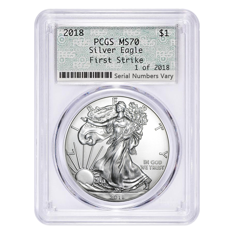 2018 1 oz Silver American Eagle $1 Coin PCGS MS 70 First Strike 1 of 2018 (Doily)