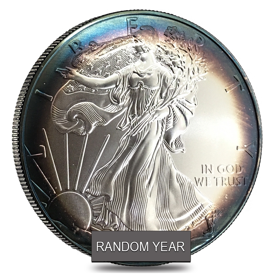 1 oz Silver American Eagle BU Dramatic Toning (Random Year)