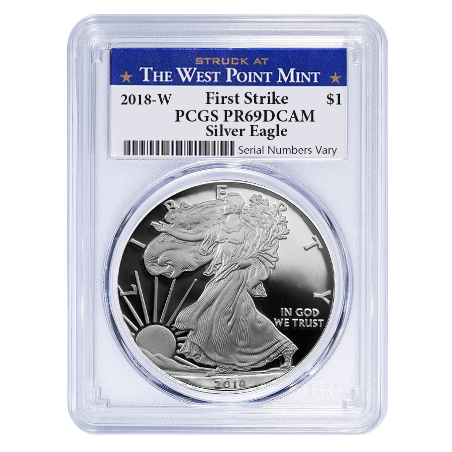 2018-W 1 oz Proof Silver American Eagle PCGS PF 69 DCAM First Strike (WP Label)