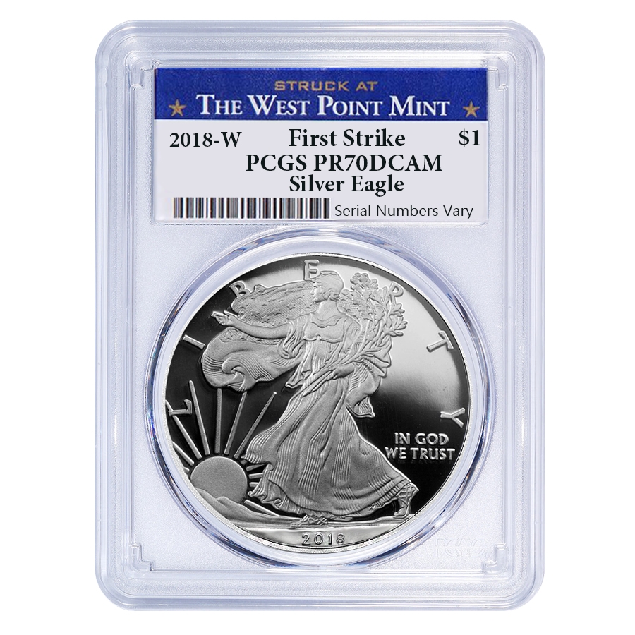 2018-W 1 oz Proof Silver American Eagle PCGS PF 70 DCAM First Strike (WP Label)
