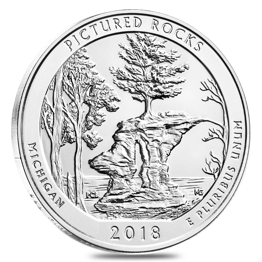 2018 5 oz Silver America the Beautiful ATB Michigan Pictured Rocks National Lakeshore Coin