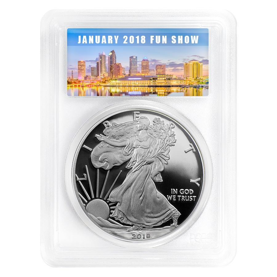 2018-W 1 oz Proof Silver American Eagle PCGS PF 70 DCAM First Strike (FUN Show Label)