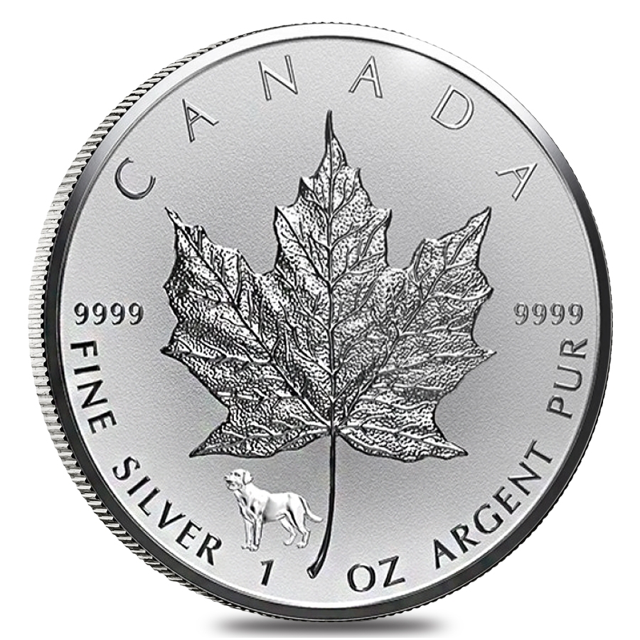 2018 1 oz Silver Canadian Maple Leaf Lunar Dog Privy .9999 Fine $5 Coin BU