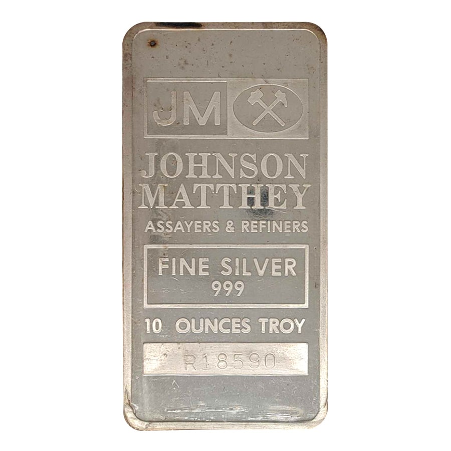 10 oz Johnson Matthey Silver Bar (R-Serial Number Prefix)