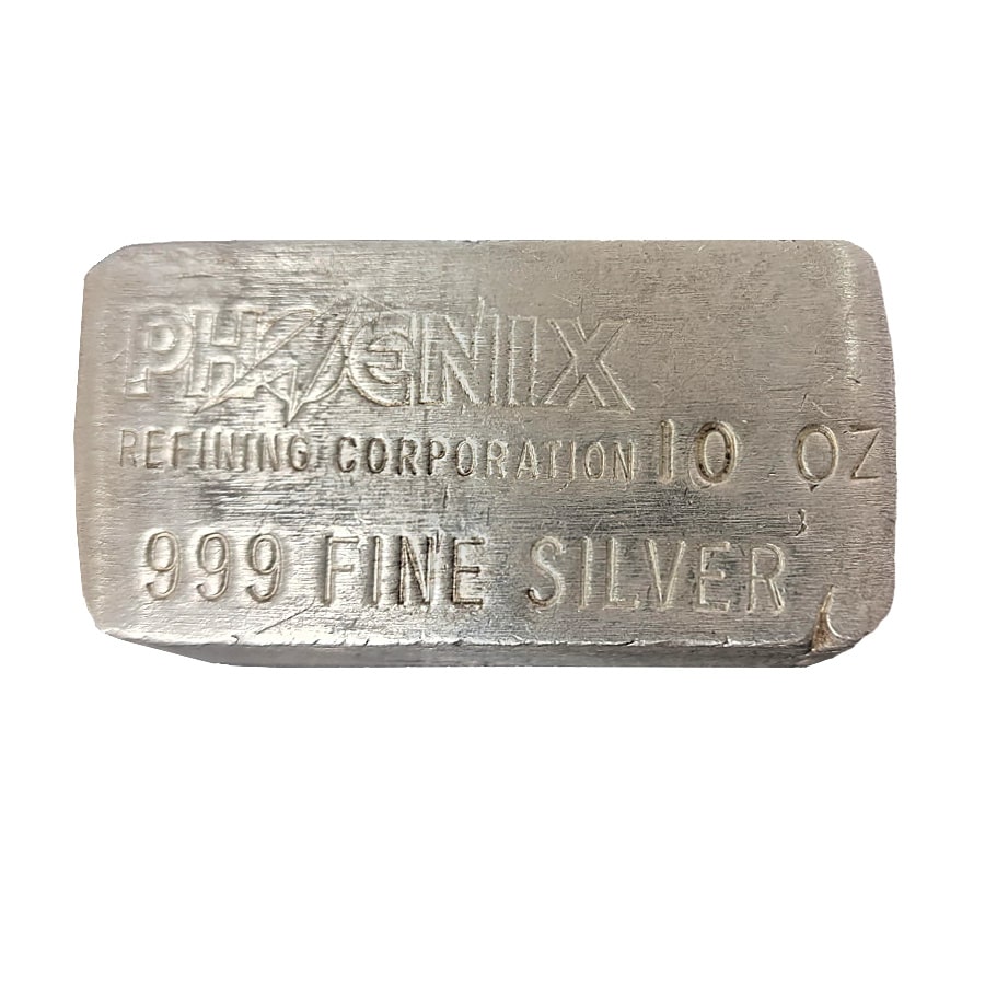 10 oz Phoenix Refining Corp Silver Bar .999 Fine In Stock