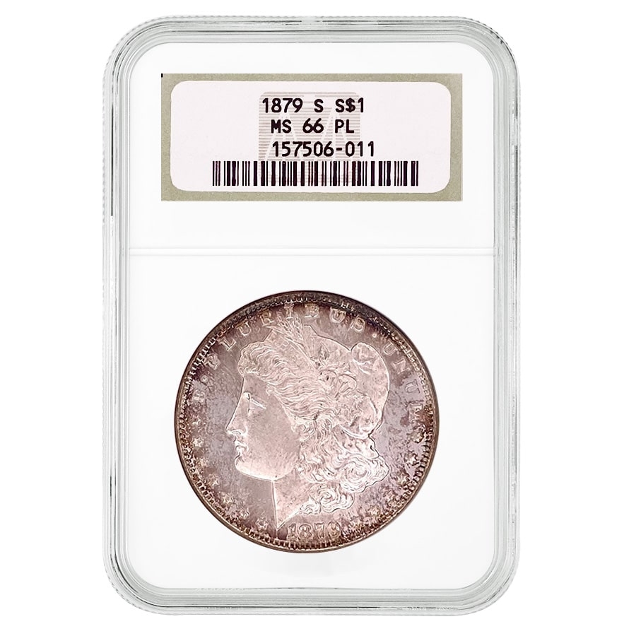 1879 S Morgan Silver Dollar $1 NGC MS 66 PL Fatty Holder
