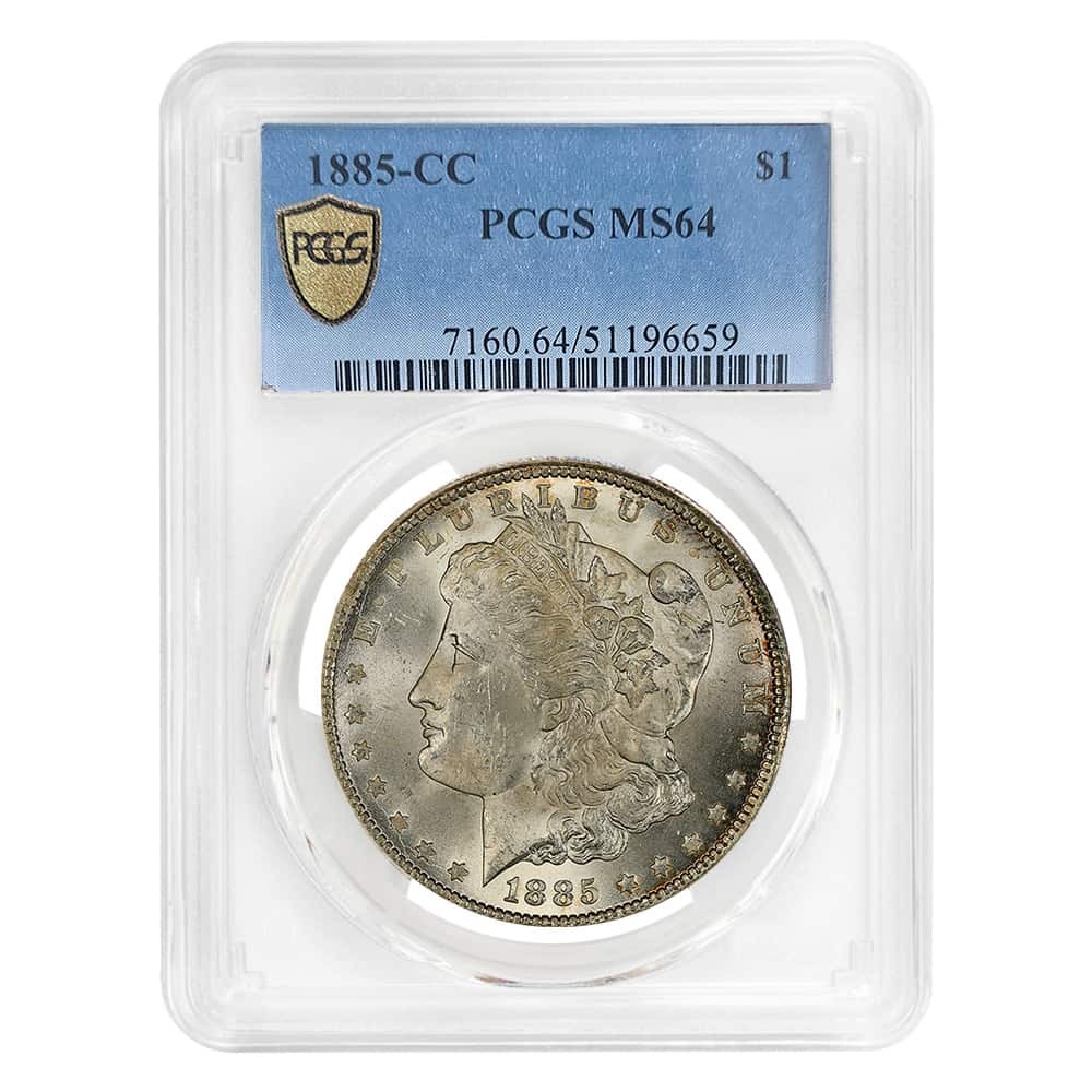 1885-CC Morgan Silver Dollar $1 PCGS MS 64