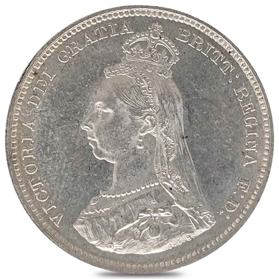 1887 Great Britain 1 Shilling Victoria Silver Coin AU