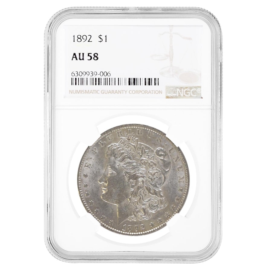1892 Morgan Silver Dollar $1 NGC AU 58