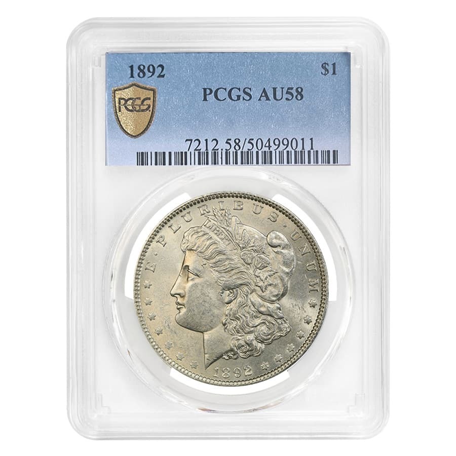 1892 Morgan Silver Dollar $1 PCGS AU 58