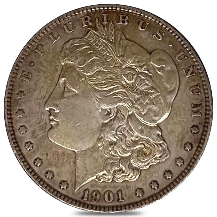 1901 Morgan Silver Dollar $1 AU Details (Cleaned) US Mint, 90%