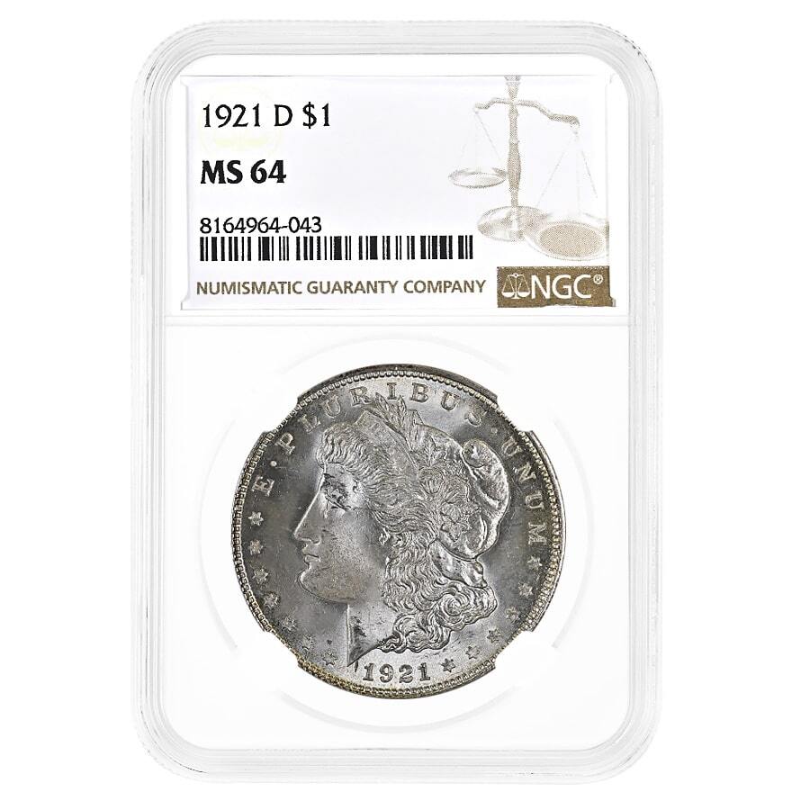 1921-D Morgan Silver Dollar $1 NGC MS 64