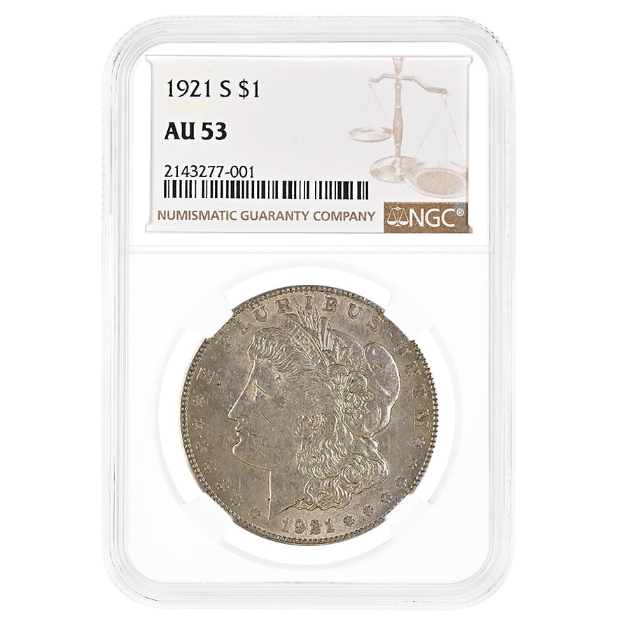 1921-S Morgan Silver Dollar $1 NGC AU 53