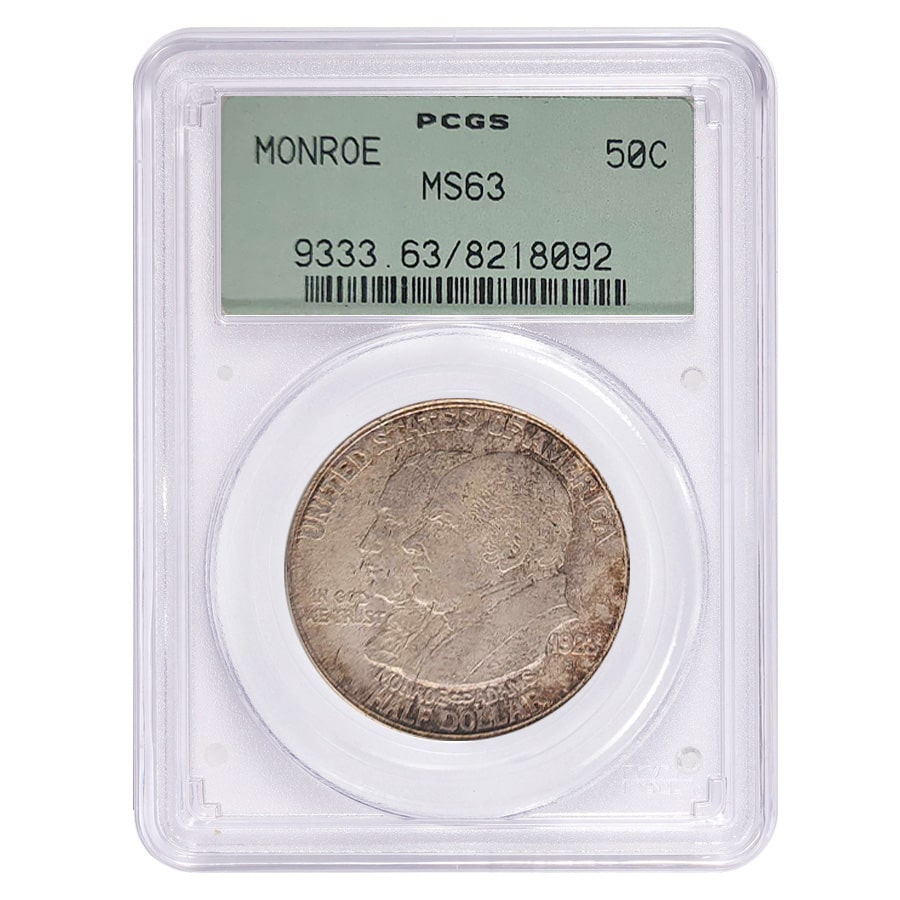 1923-S Monroe Doctrine Half Dollar 90% Silver Commem PCGS MS 63
