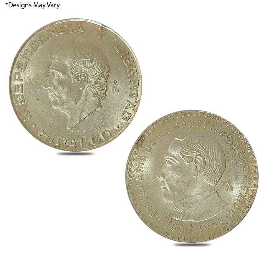 1955-1957 Mexico 5 Pesos Silver Coin Avg Circ ASW 0.4179 oz
