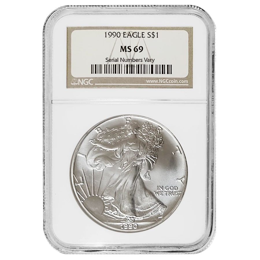 1990 1 oz Silver American Eagle $1 Coin NGC MS 69