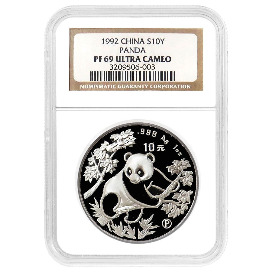 1992 1 oz Chinese Proof Silver Panda 10 Yuan NGC PF 69 UCAM