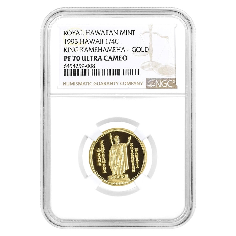 1993年 ハワイ 1/4オンス金貨 NGC PF70ウルトラカメオゴールド 1993 1/4 oz Gold King Kamehameha NGC PF 70 | Bullion Exchanges
