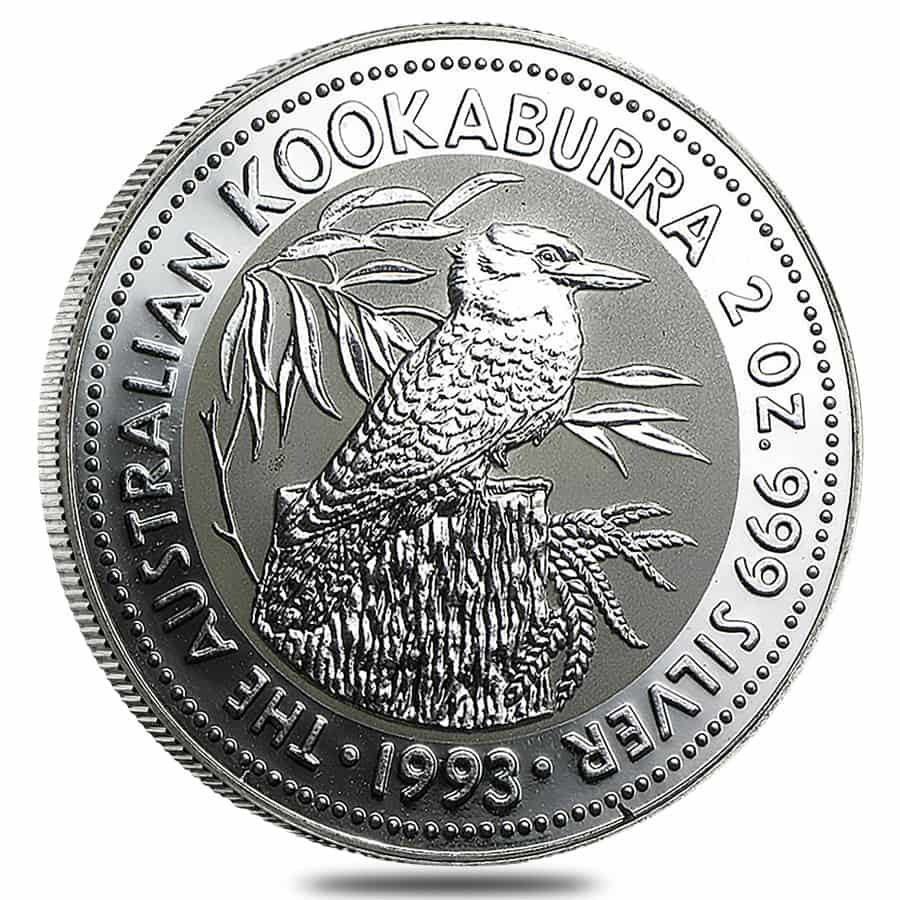 1993 2 oz Silver Australian Kookaburra Perth Mint BU