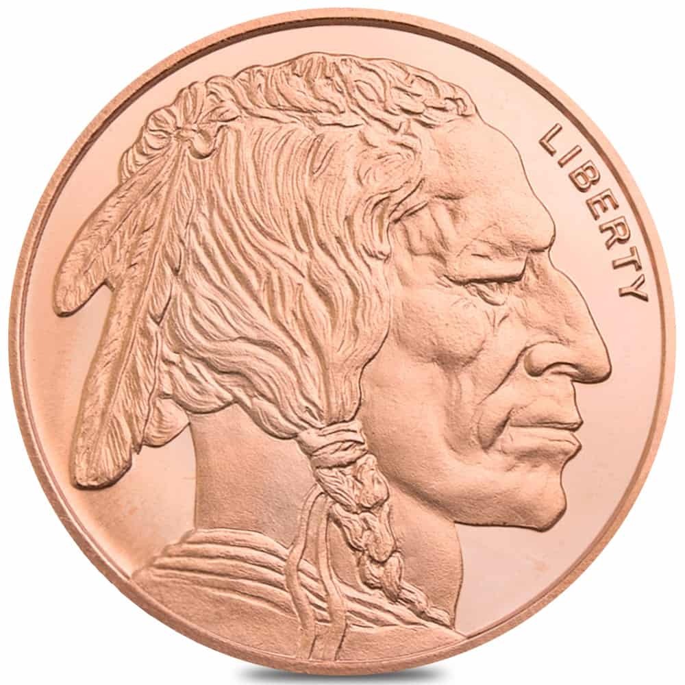 1 oz Copper Golden State Mint Buffalo Round .999 Fine