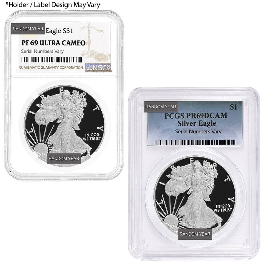 1 oz Proof Silver American Eagle NGC/PCGS PF 69 (Random Year)