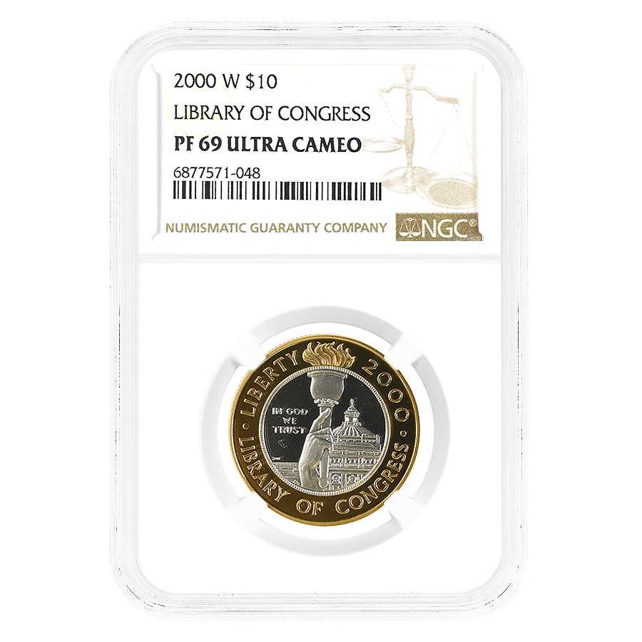 2000-W Gold/Platinum $10 Library of Congress Comm.NGC PF 69 UCAM