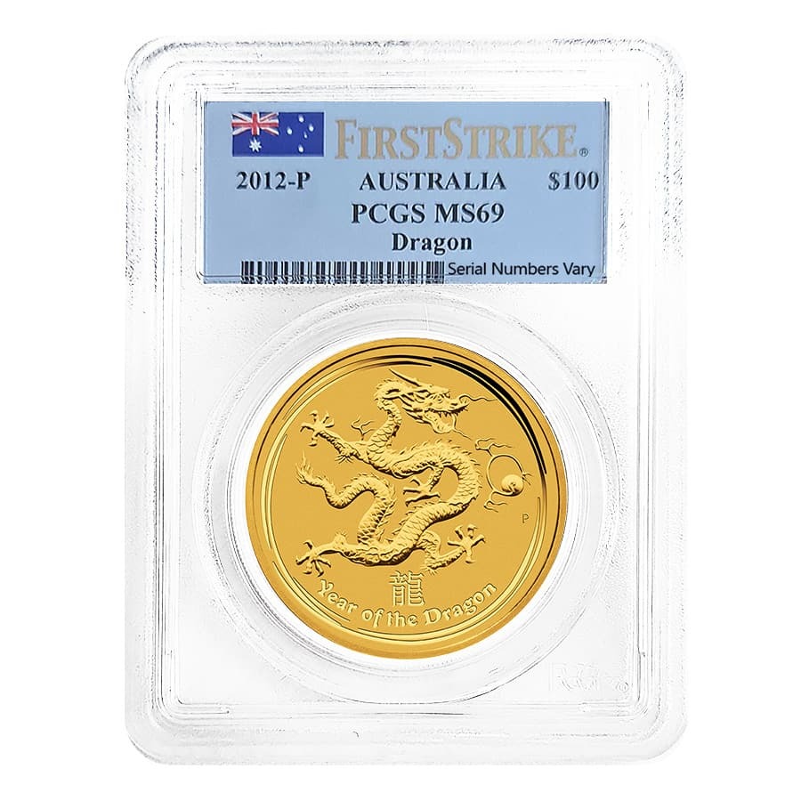 中国帝国 龍デザイン 硬貨 PCGS MS69 2012 1 oz Gold Lunar Dragon Perth Mint Series II PCGS MS 69 FS