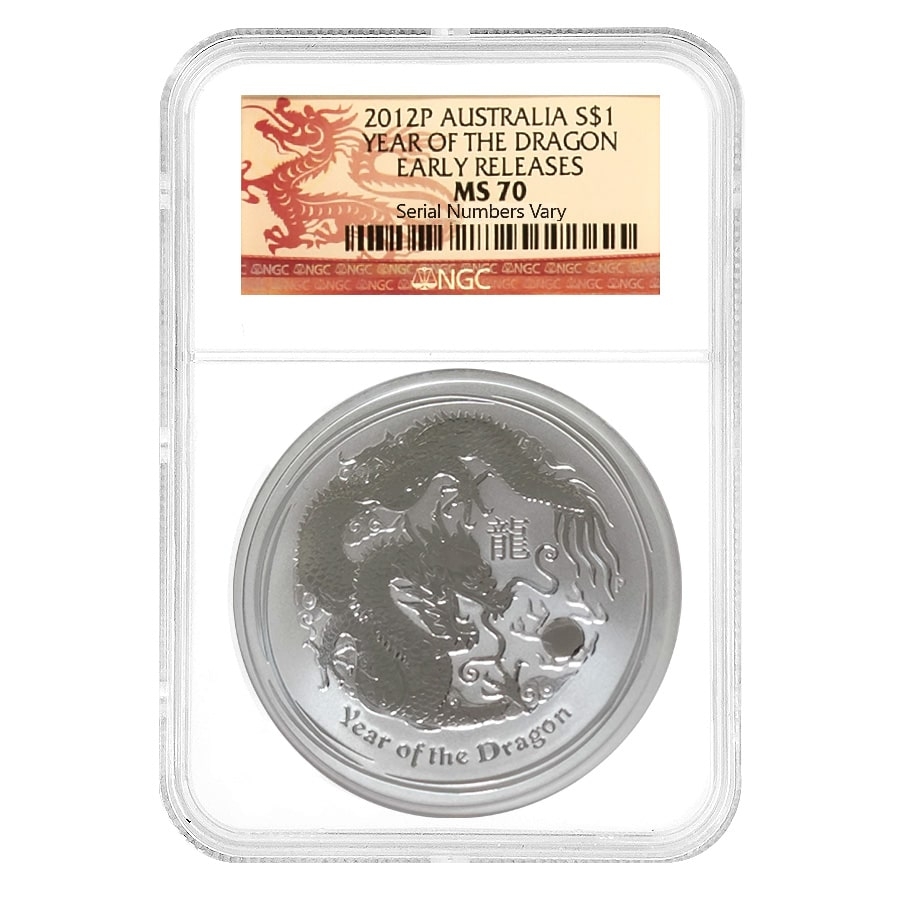 2012 1 oz Silver Lunar Dragon NGC MS 70 ER | Bullion Exchanges