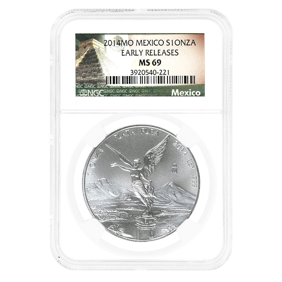 2014 1 oz Mexican Silver Libertad Coin NGC MS 69 ER