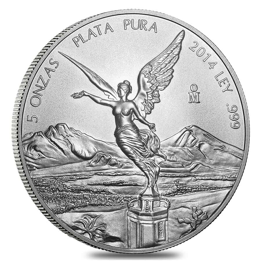 2014 5 oz Mexican Silver Libertad Coin BU