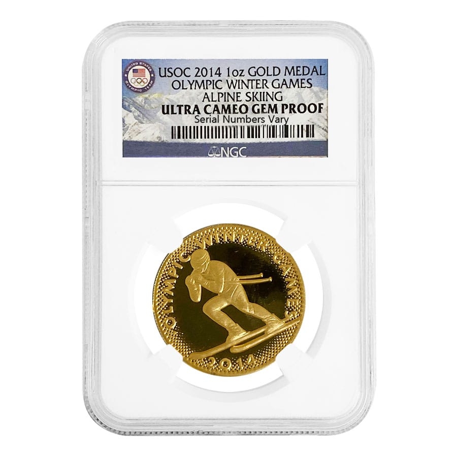 2014 Gold Olympic Winter Games Medal NGC Gem | Bullion Exchanges