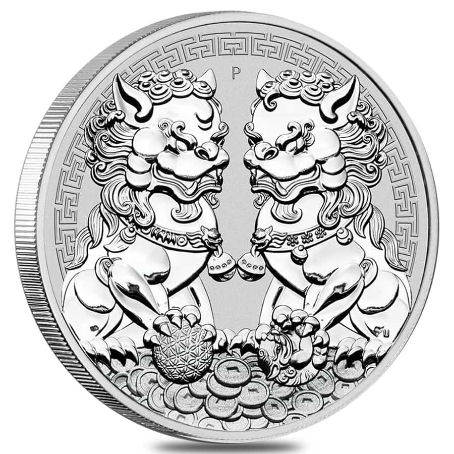 2020 1 oz Silver Double Pixiu Lions BU Australian Perth Mint