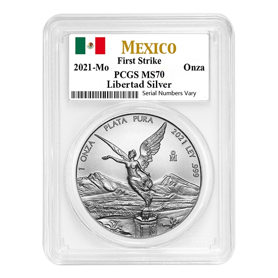 2021 1 oz Mexican Silver Libertad Coin PCGS MS 70 First Strike
